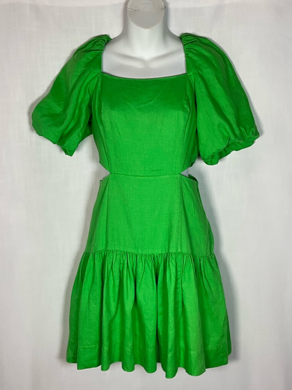 Lilly Pulitzer Dress Size 2 Green Kylanne Mini Puff Sleeves 100% Linen Shell